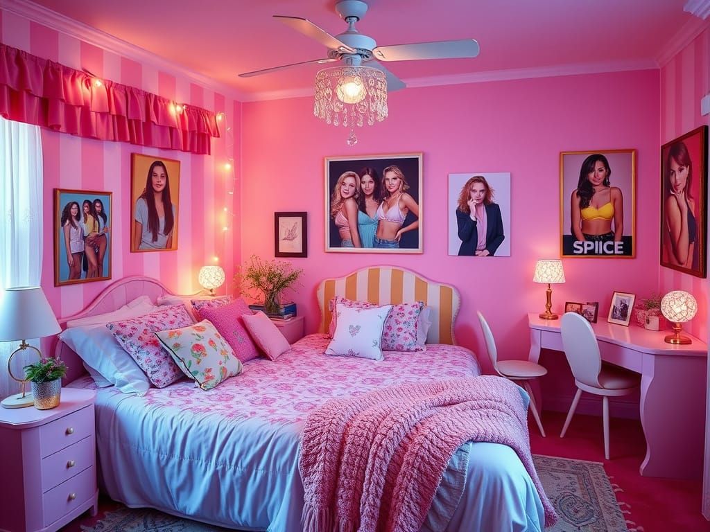 Nostalgic 90s Girly Bedroom With Pop Culture Decor
