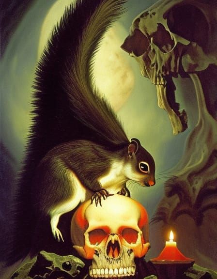 Dark Squirrel Vampire in Oil Painting Style