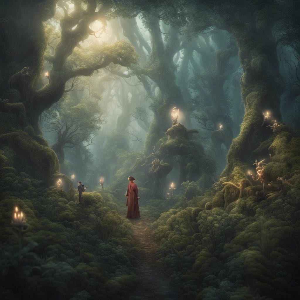 Enchanted Forest Spirits Encounter: A Digital Matte Painting