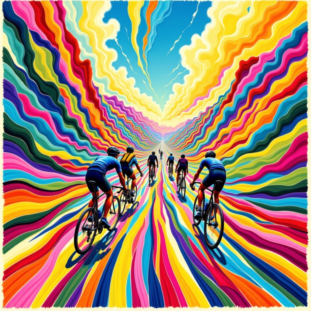 Cycling Race Up Mont Ventoux in Candy Art Style
