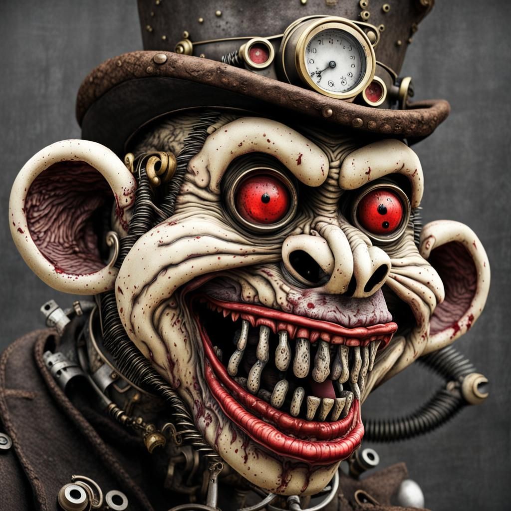 Steampunk Zombie Monkey Clown Maniac