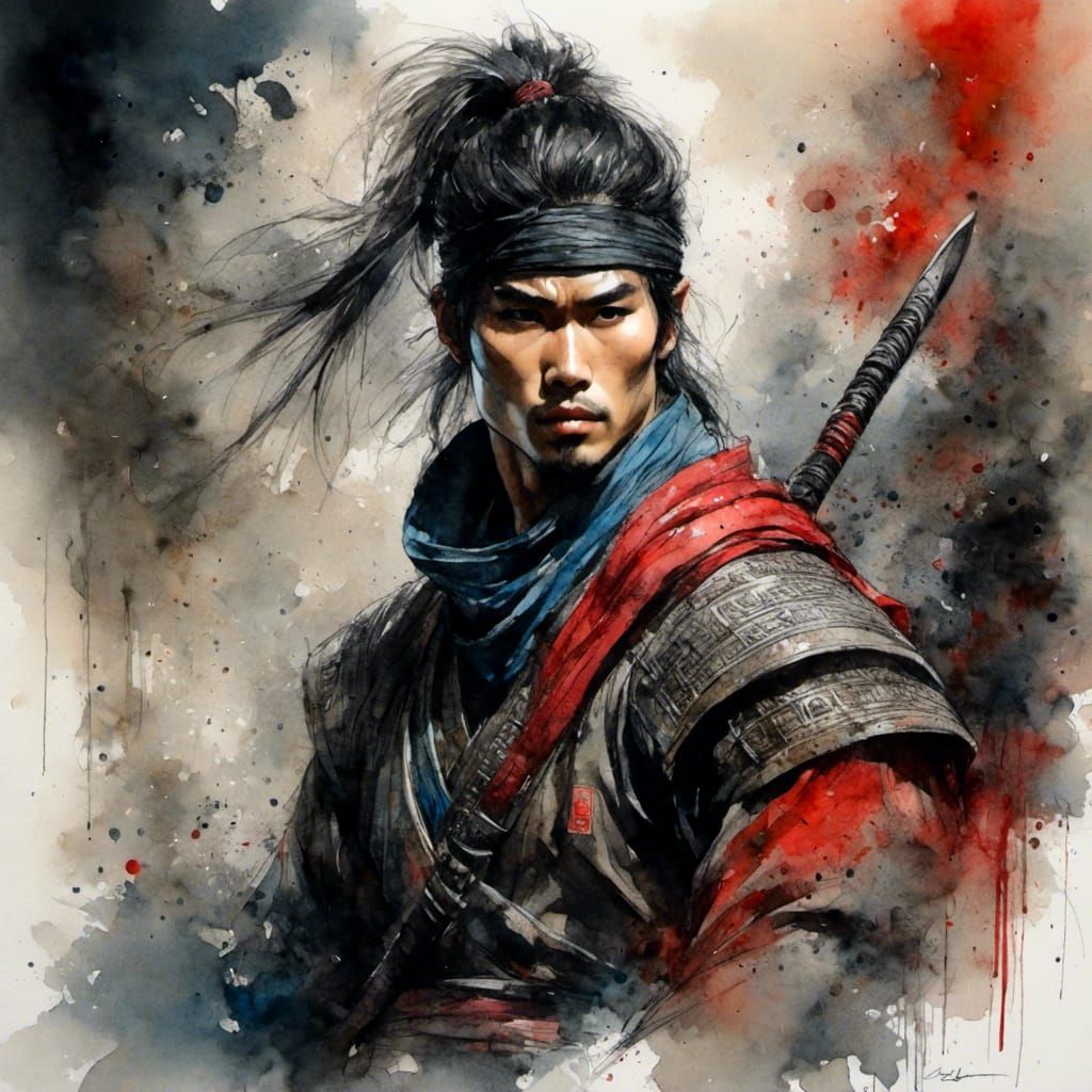 Portrait of a Asian Ninja Warrior
