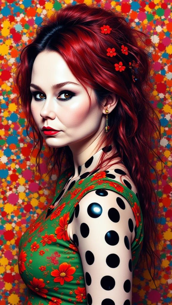 Surreal Portrait in Yayoi Kusama Style