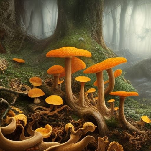Airbrushed Chanterelle Mushroom Still Life
