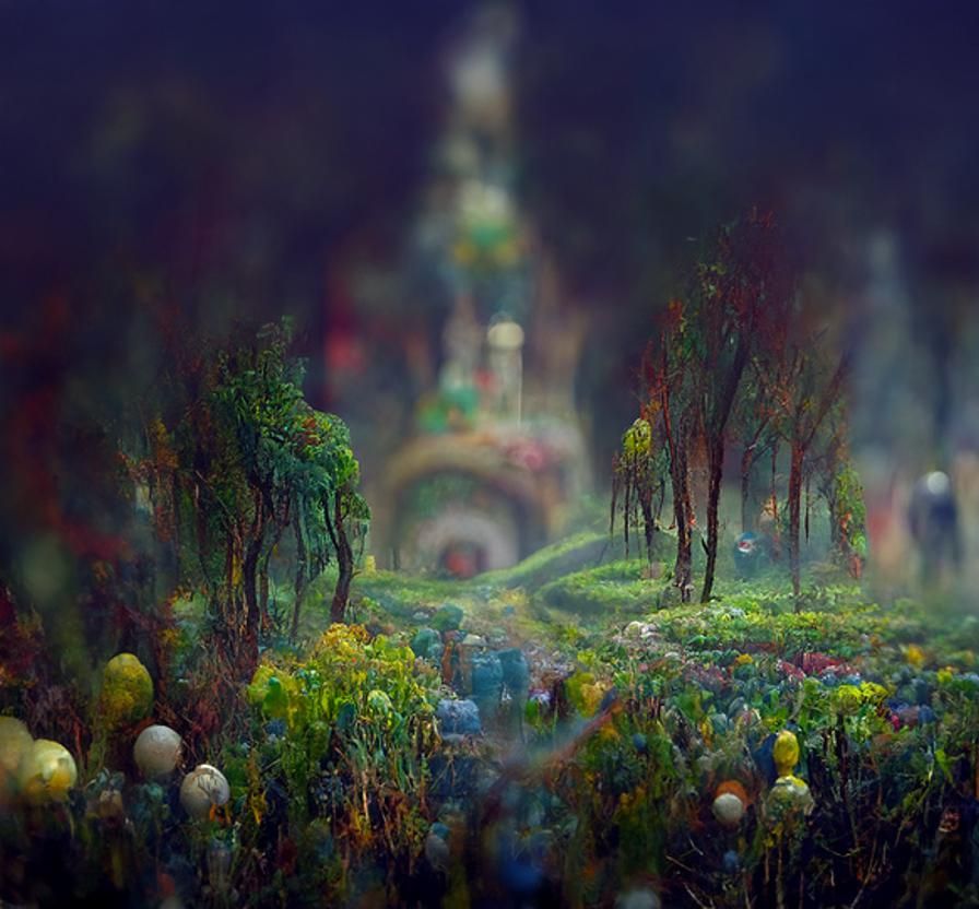 Alice in Wonderland Landscape in Impressionistic Style