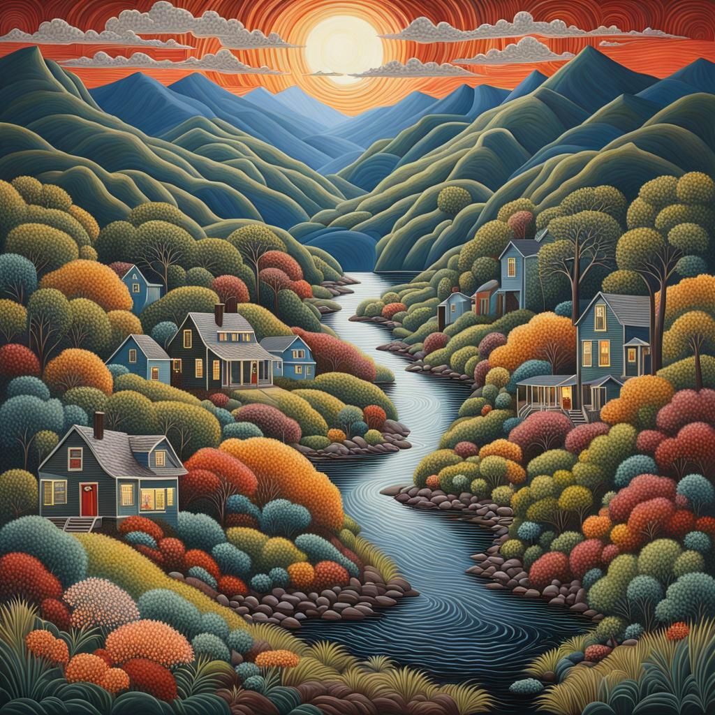 Hyperdetailed Hypermodernism Art Inspired by Hudson River Sc...