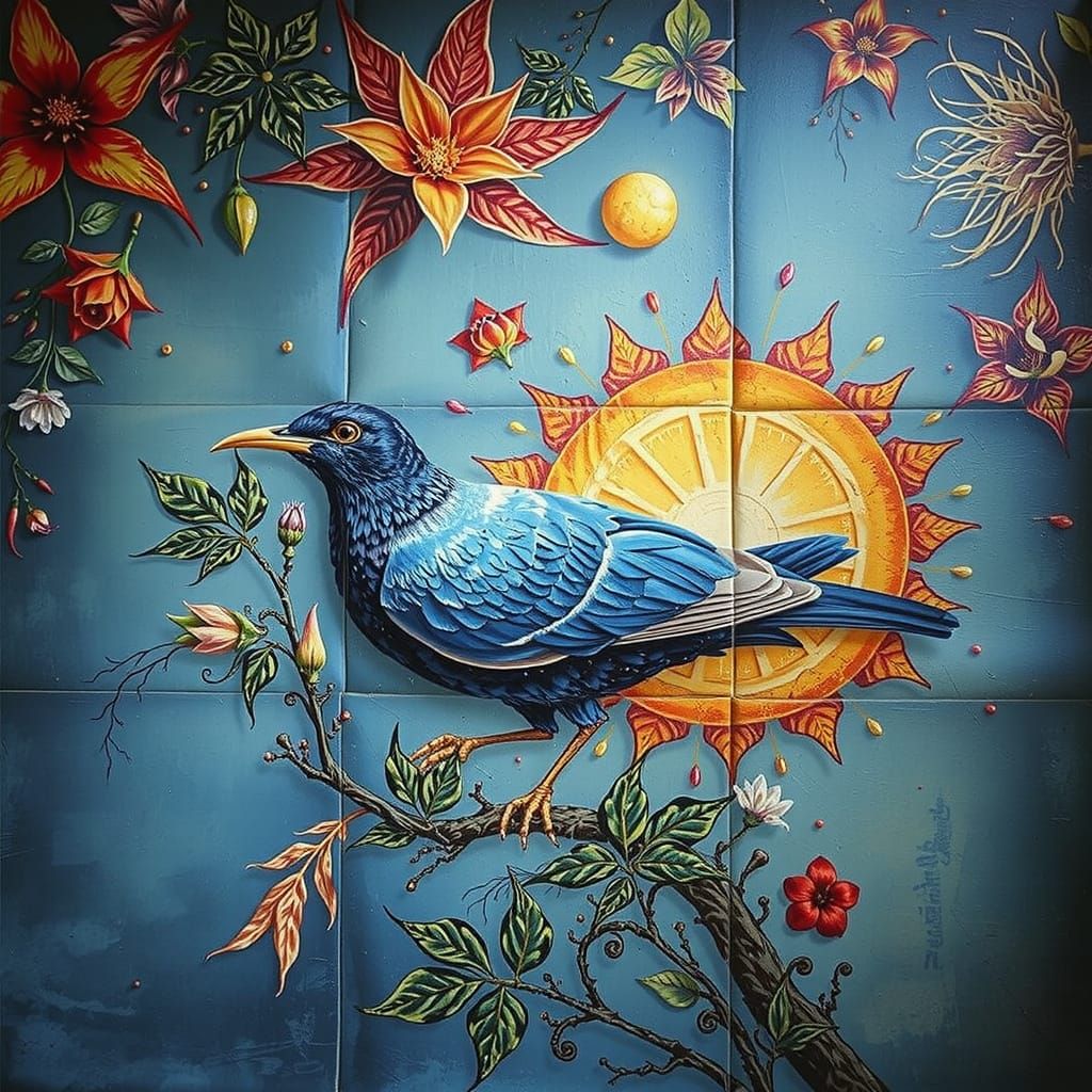 Botanical Tapestry: Hyperrealistic Fractured Flora in Vibran...