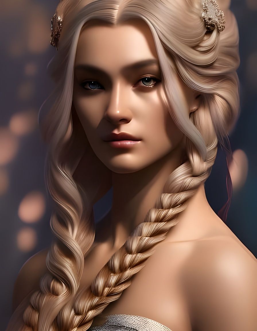 Norse Goddess Portrait in Watercolor Style