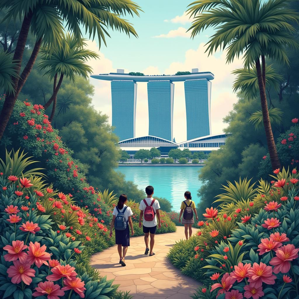 Singapore Landmarks: Conservation in a Digital Art Style