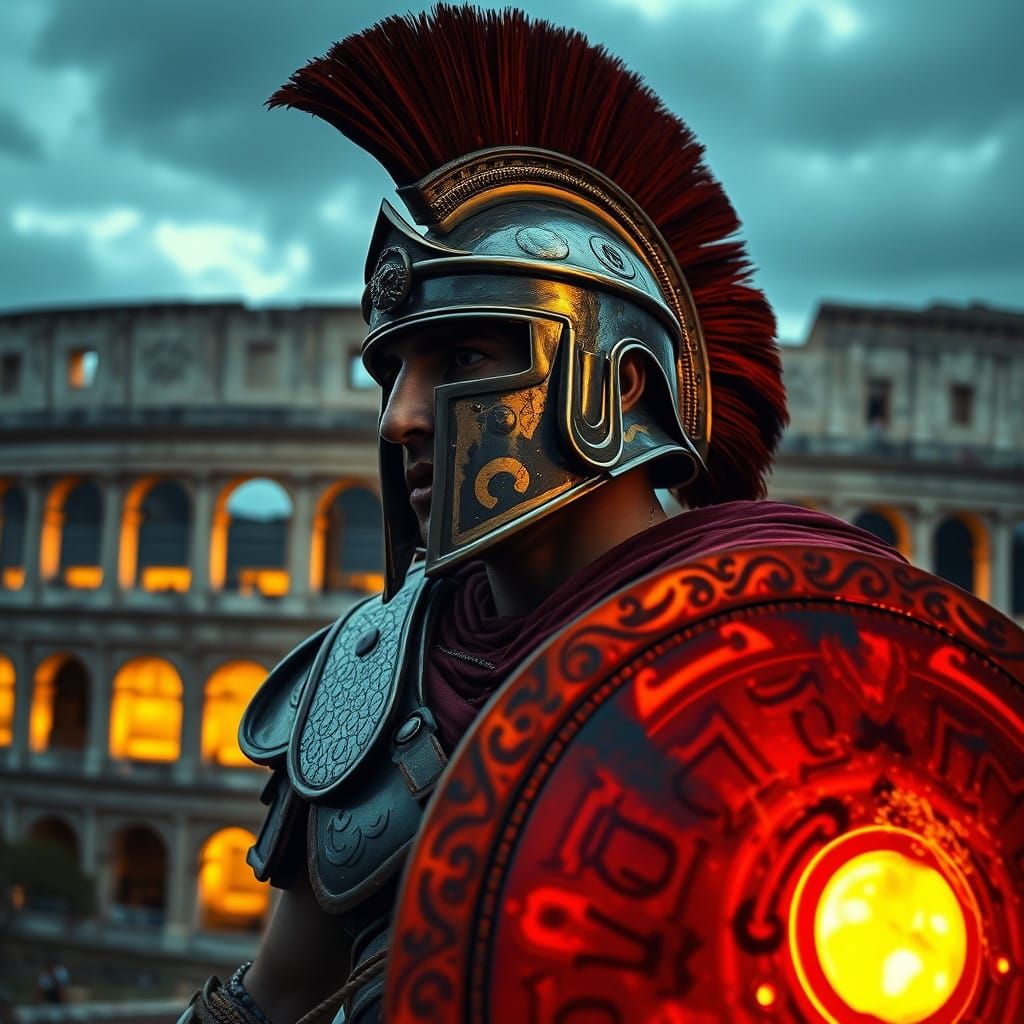 Roman Gladiator in Vibrant Oil Strokes