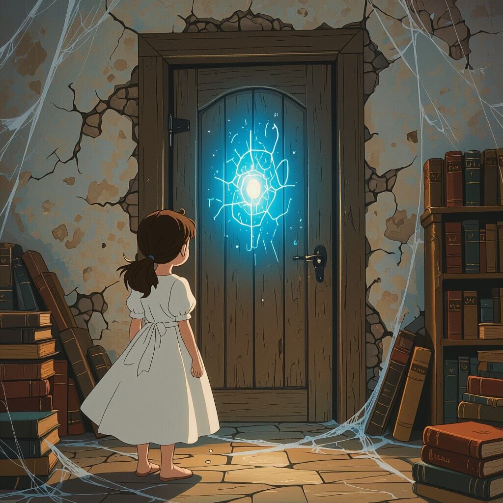 Girl Discovers Glowing Magic Door in Vintage Room