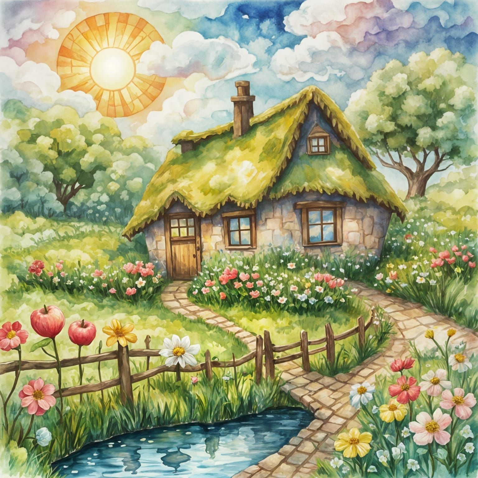 Quilted Cottagecore Wall Hanging in Pastel Colors