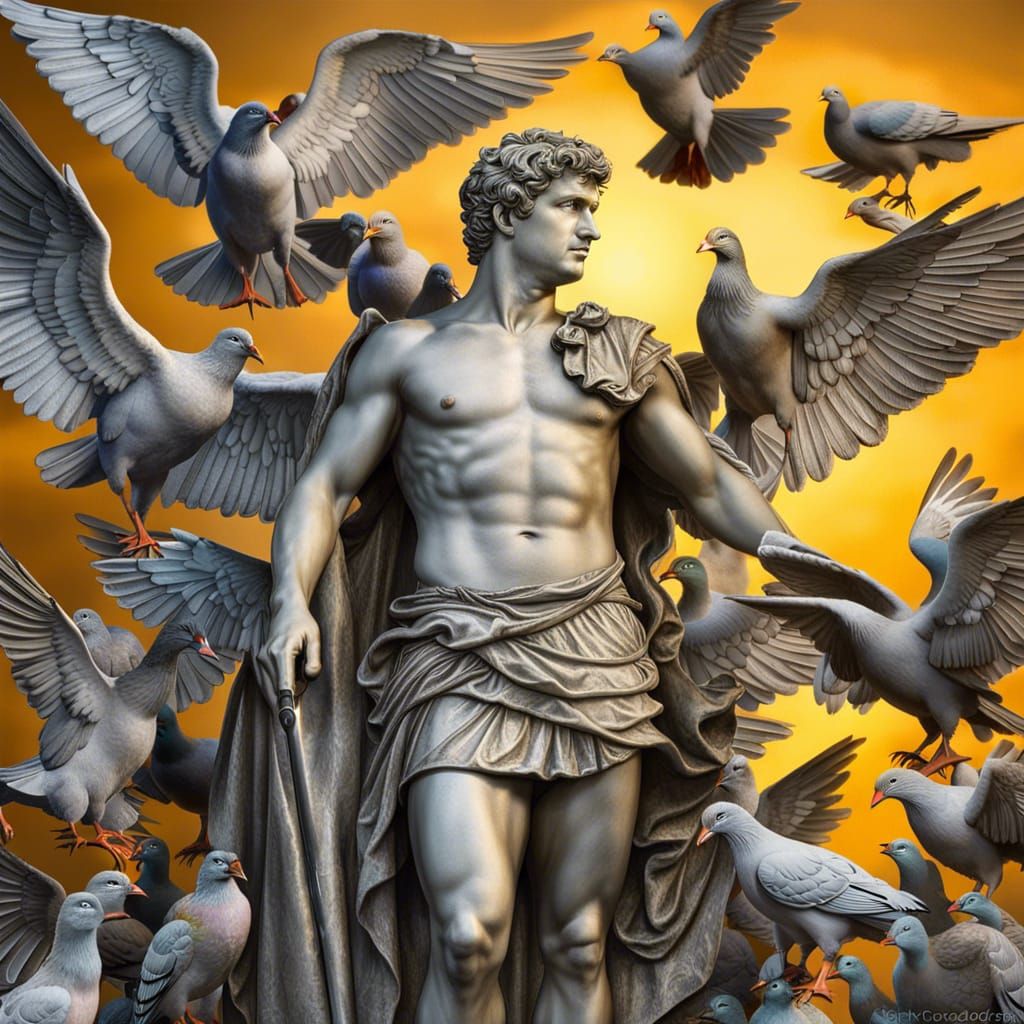 Tarnished Silver Nero Sculpture in Sunset Light