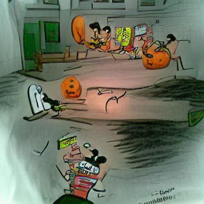 Festive Halloween Cartoon Scene