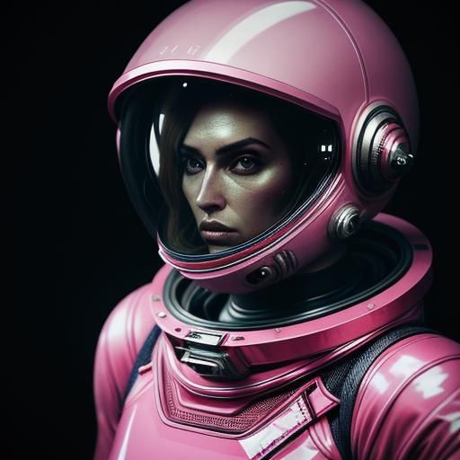 Pink Astronaut's Encounter with Hostile Alien