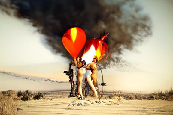 Burning Man Art Sculpture in Desert Landscape