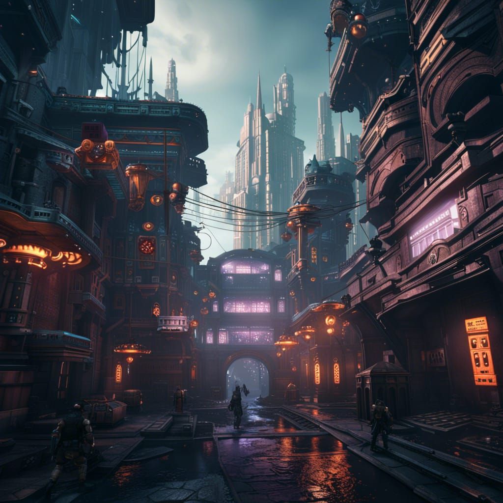 Cyberpunk Imperial City in Detailed Matte Painting