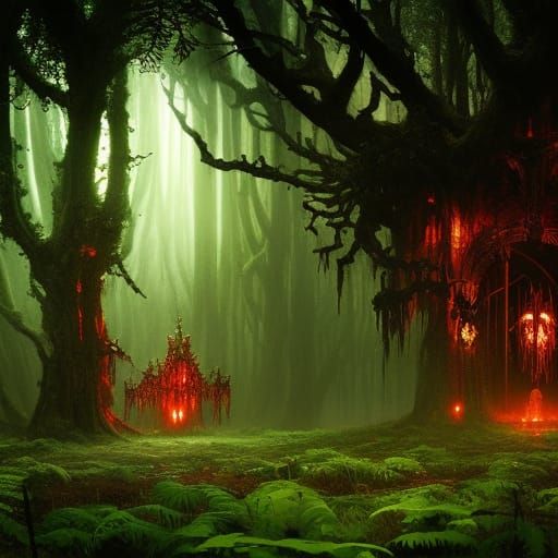 Gothic Moonlight Forest with Pixies: A Dark Fantasy