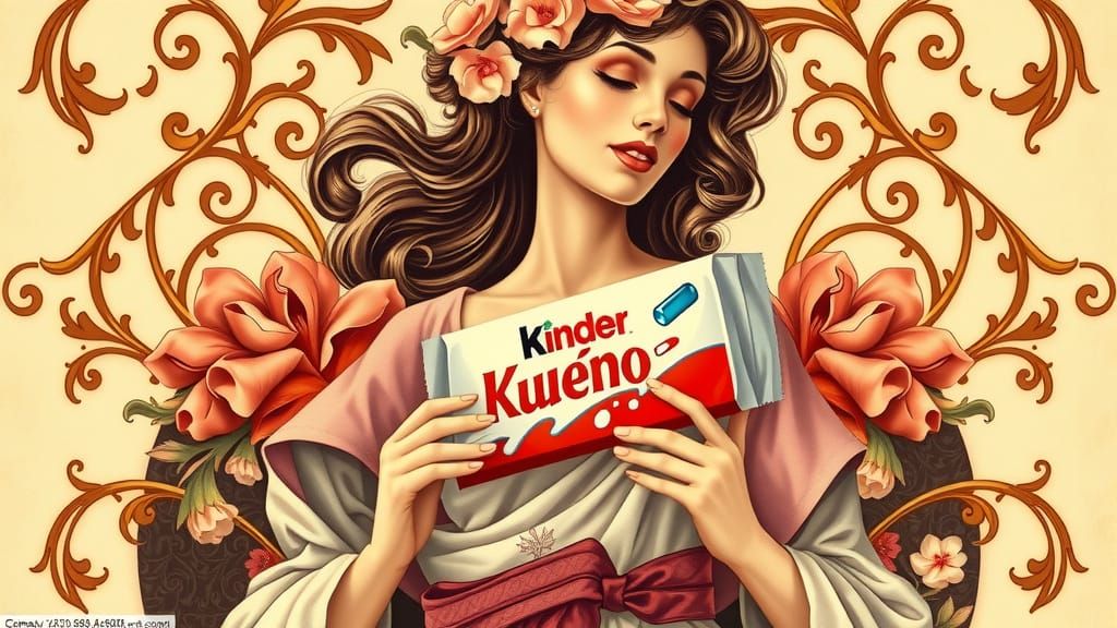 Vintage Kinder Bueno Ad in Art Nouveau Style