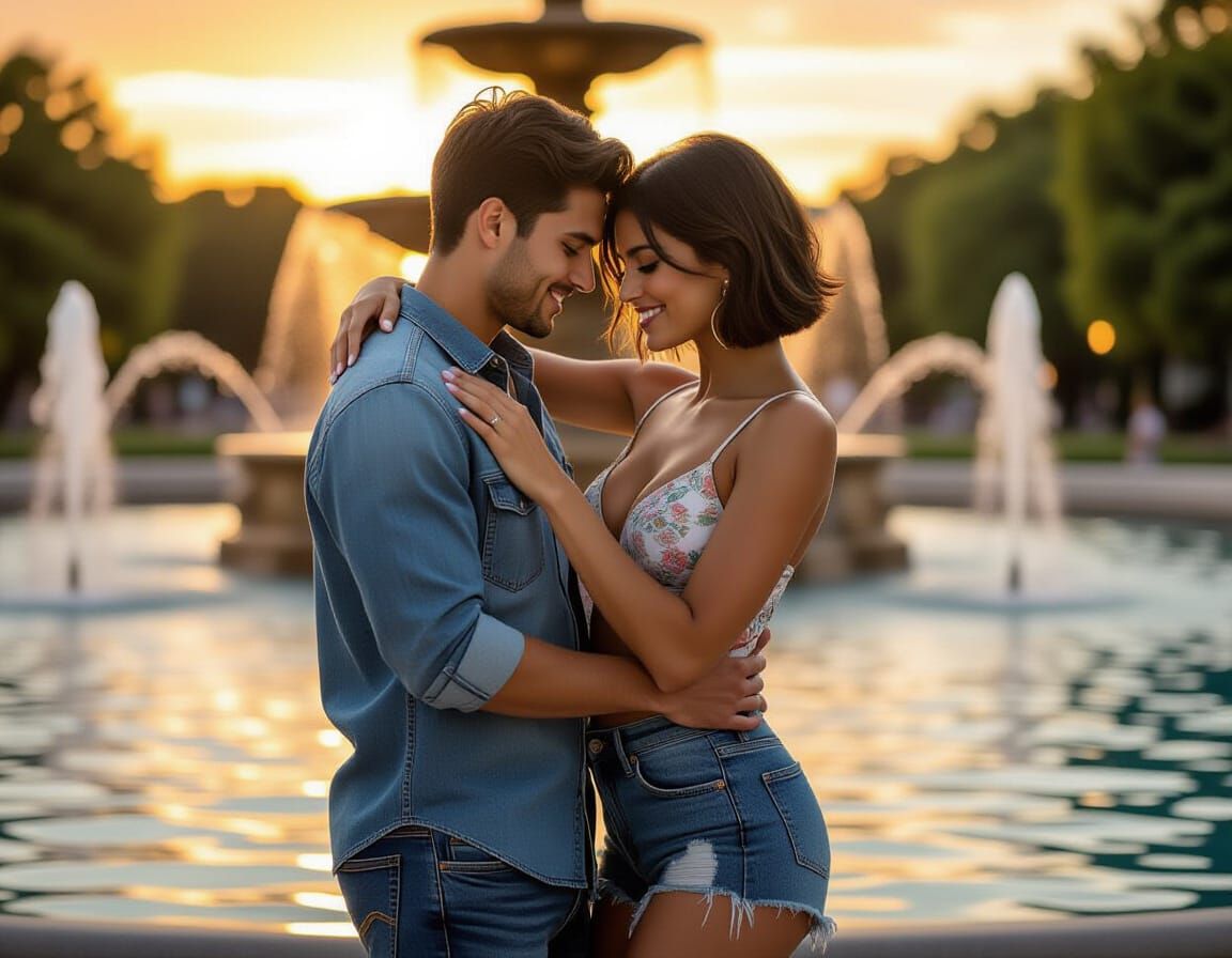 Bachata Dance at Sunset in Hyperrealistic Style