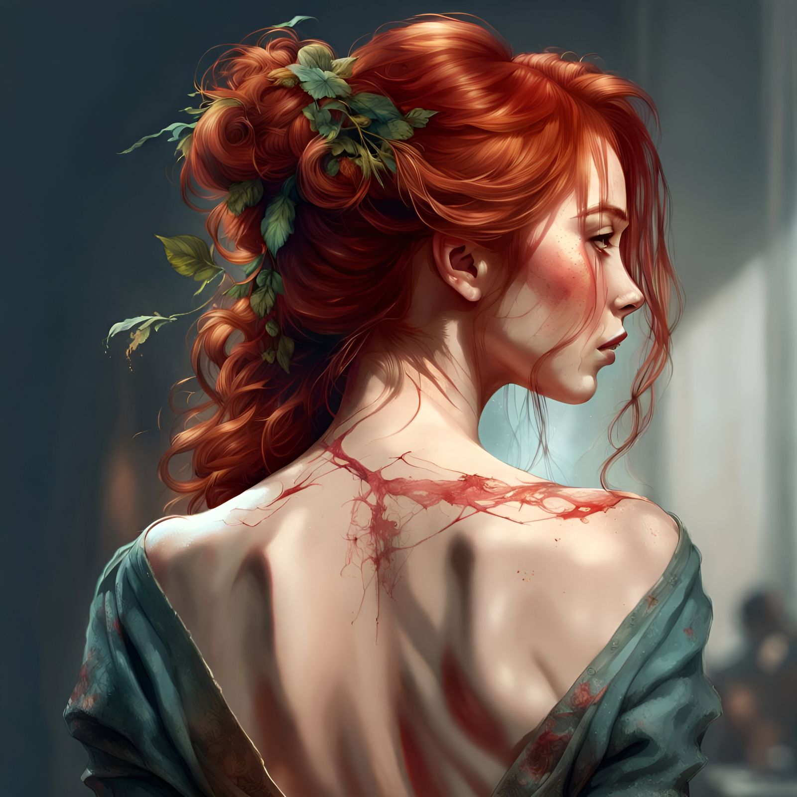 Redhead Portrait in Digital Illustration Style