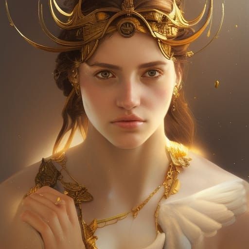 Hyperrealistic Portrait of Athena, Greek Goddess