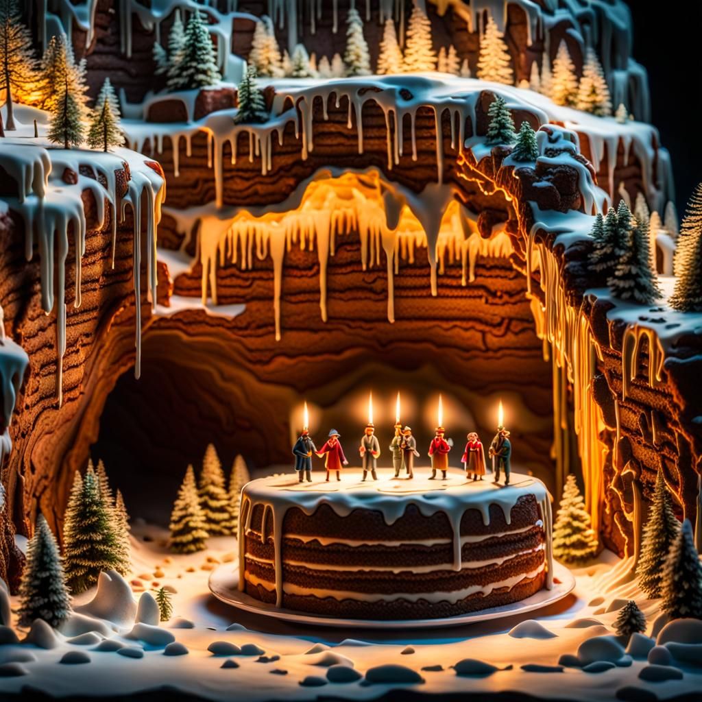 Appetizing Cake with New Year Cave Celebration