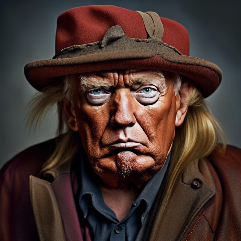 Alcoholic Donald Trump Hobo Portrait