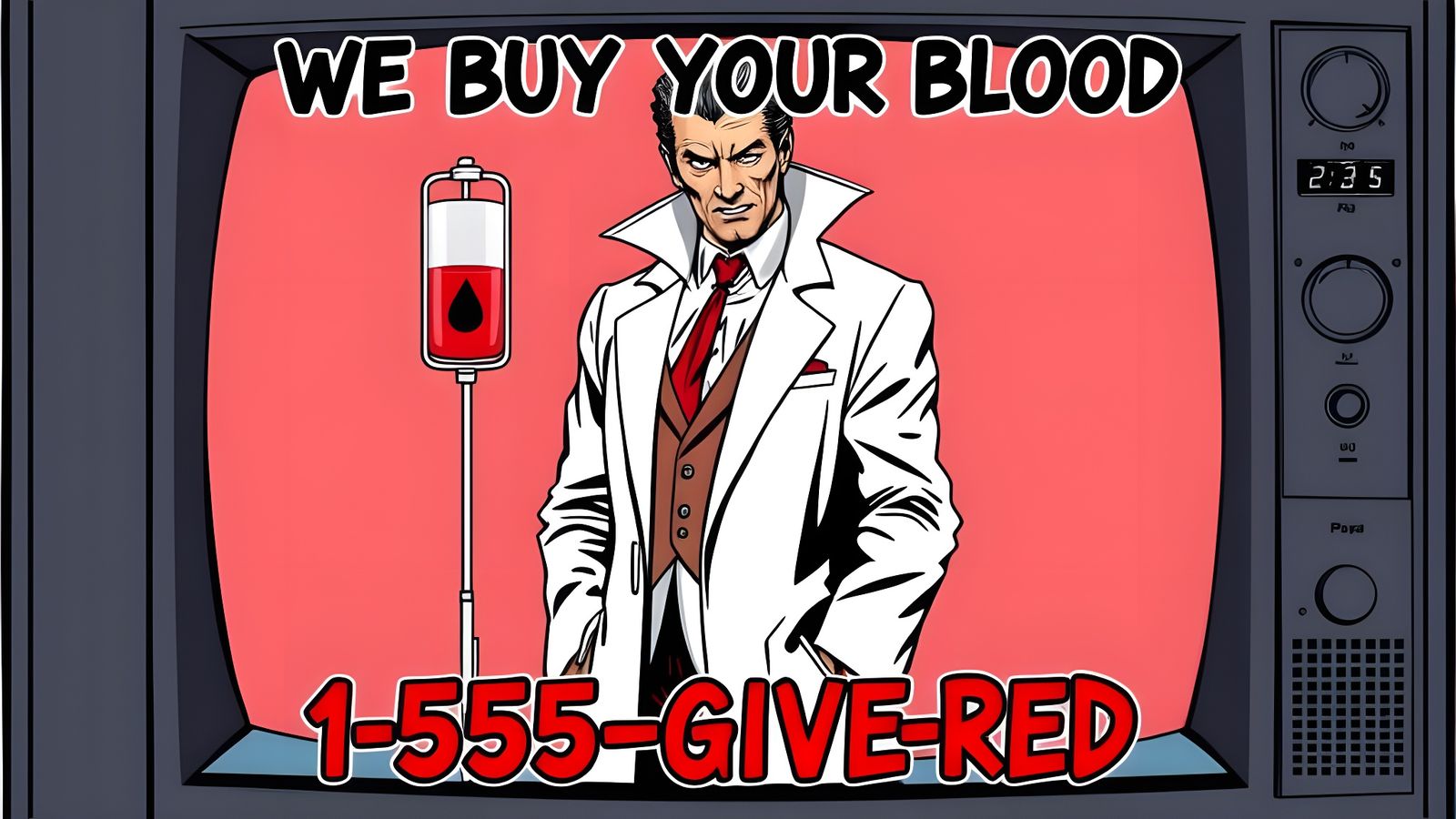 Modern Vampire Blood Bank in Comic Book Style