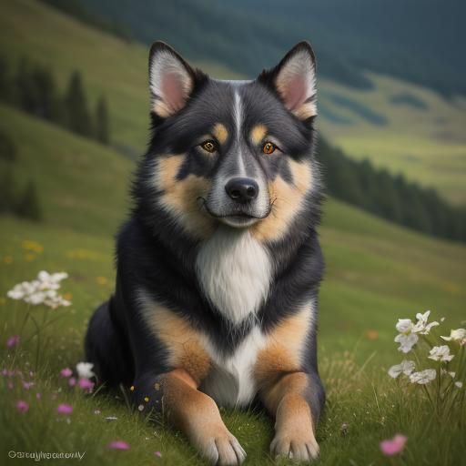 Šarplaninac Dog Portrait in Mountain Meadow, 8K