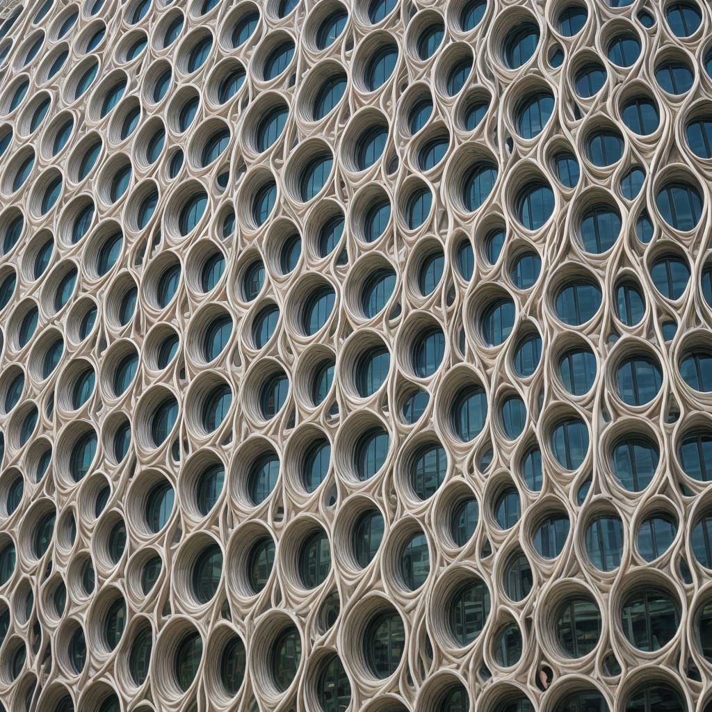 Filigree Office Building Hanging from Skyscraper