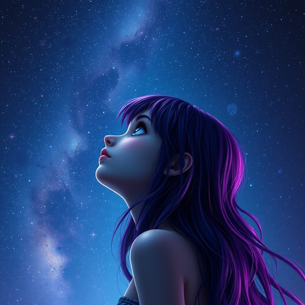 Girl in Wonder, Under Starry Night Sky