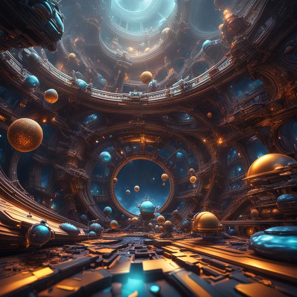 Abstract 3D Ray Tracing Art in Detailed Matte Painting