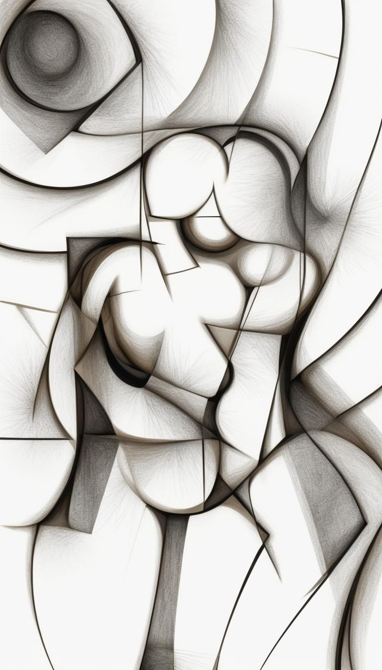 Abstract Humanoid Shape in Geometric Art Deco Style