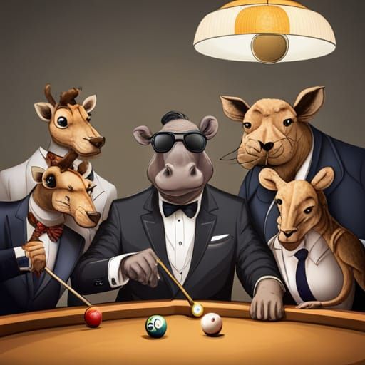 Animals Recreate Rat Pack Playing Pool