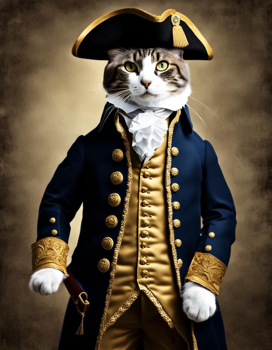 Cat as George Washington in Hyperrealistic Style
