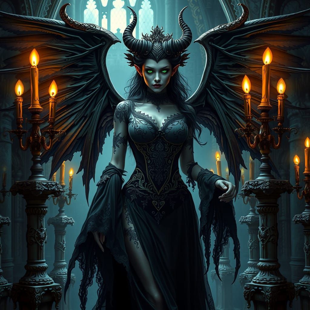 Dark Goddess Unveiled in Mystical, Gothic Splendor
