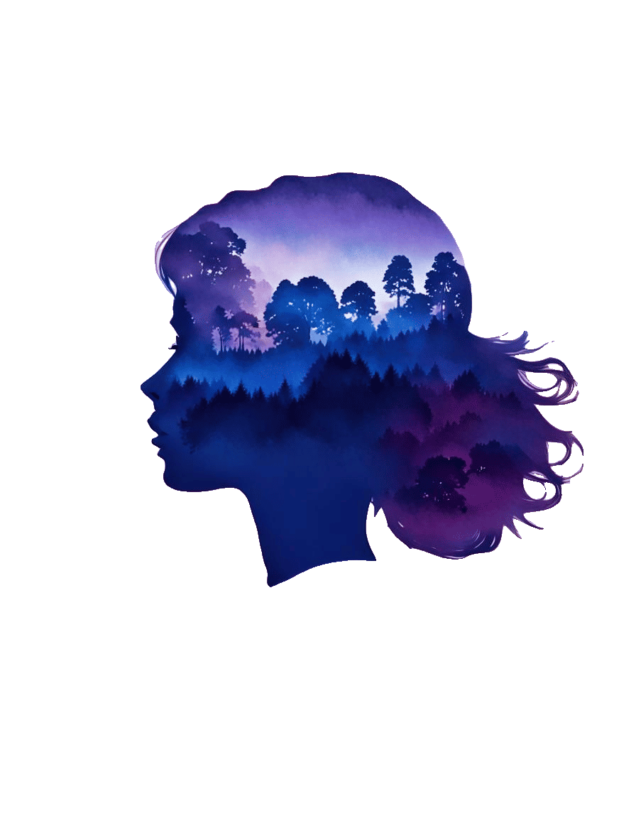 Silhouette in Summer Meadow Double Exposure