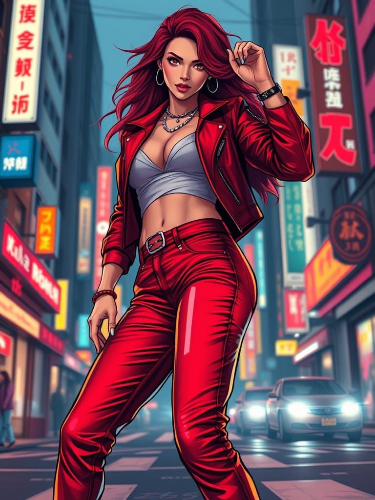 Anime-Inspired Portrait of Chrystia Freeland in Vibrant Red ...