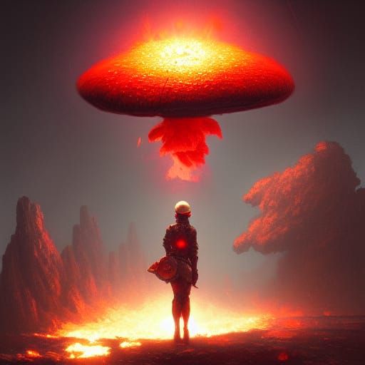 Mushroom Cloud Explosion in Dark Fantasy Art