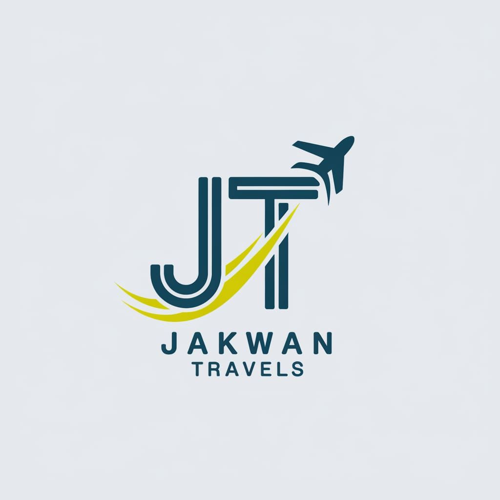 Sleek Sky Blue and Yellow Airplane Lettermark Logo for Jakwa...