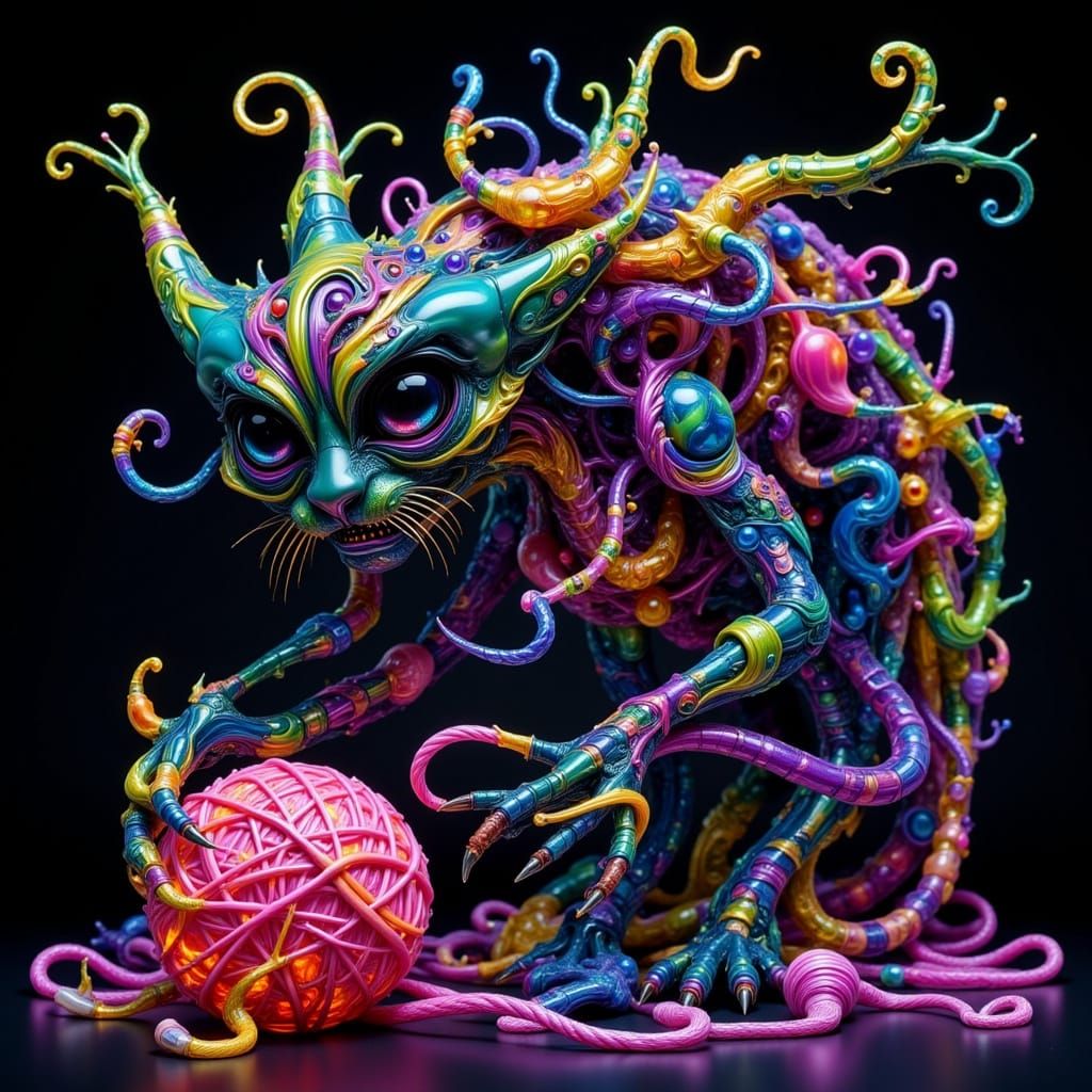 Neon Wire Alien Cat Batting Yarn