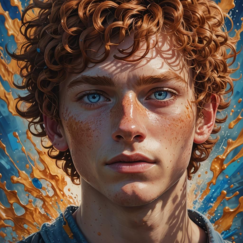 Hyperrealistic Portrait of a Boy with Ginger Hair