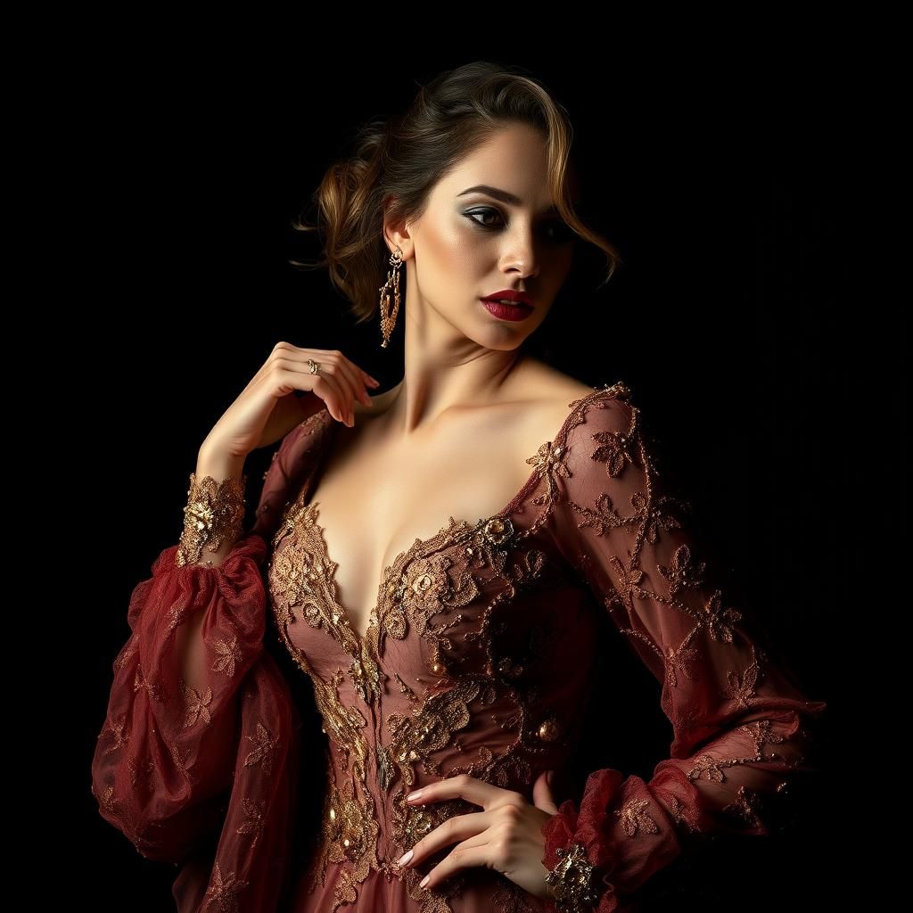 Dramatic Haute Couture Portrait in Chiaroscuro Style
