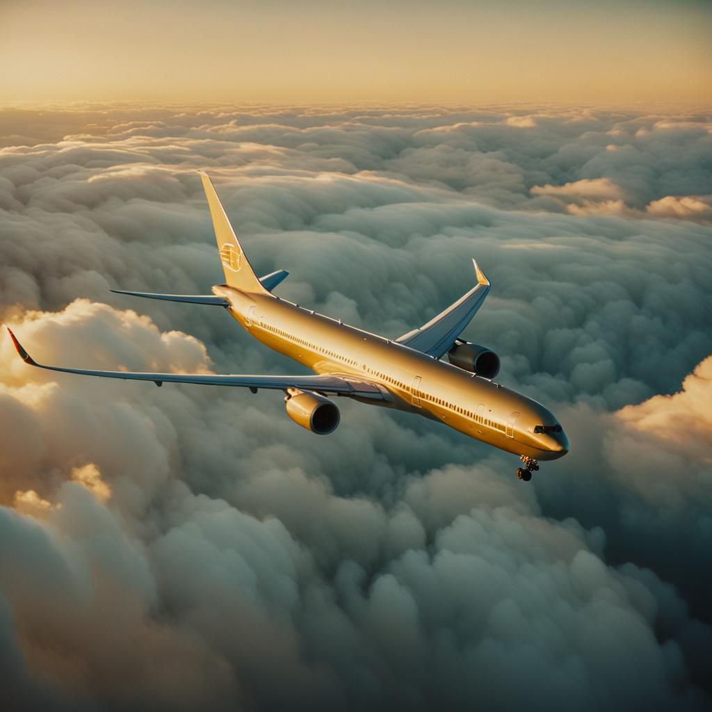 Boeing Airplane in Flight at Golden Hour