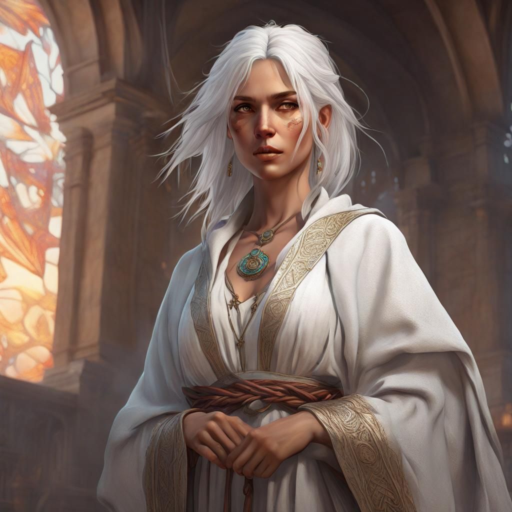 Detailed Portrait of a White-Haired Woman