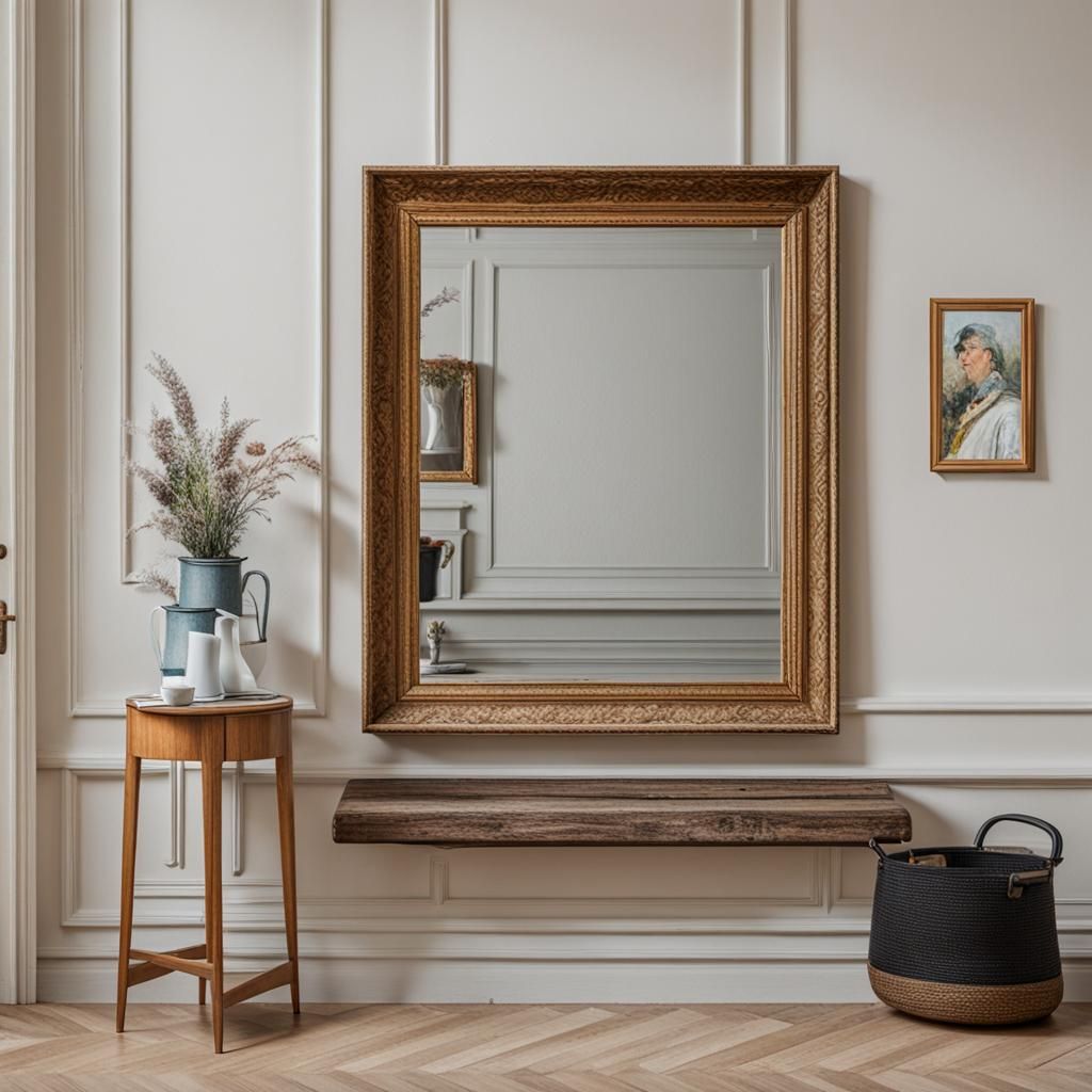 Mirror and Painting on a Wall