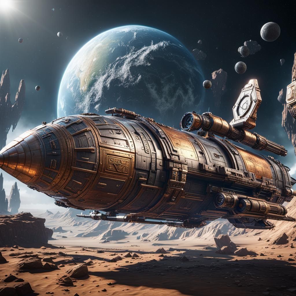 Roman Era Rocketship in 3D Game Style