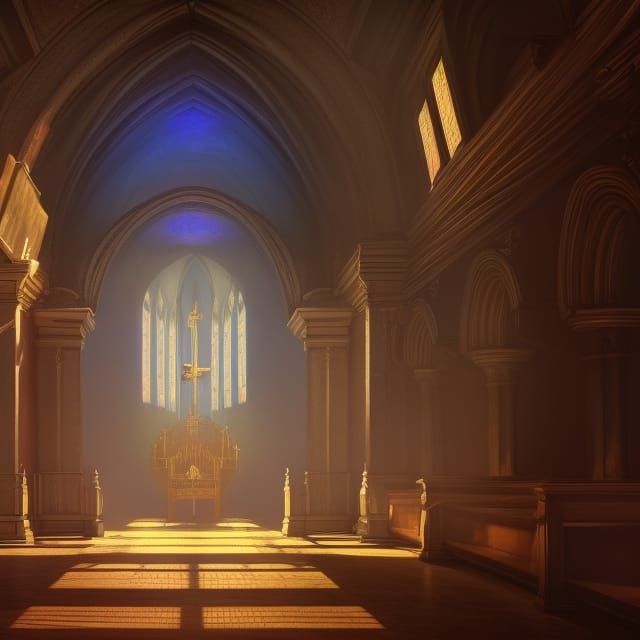 Fantastical Church Hall Corridor in Detailed Matte Painting