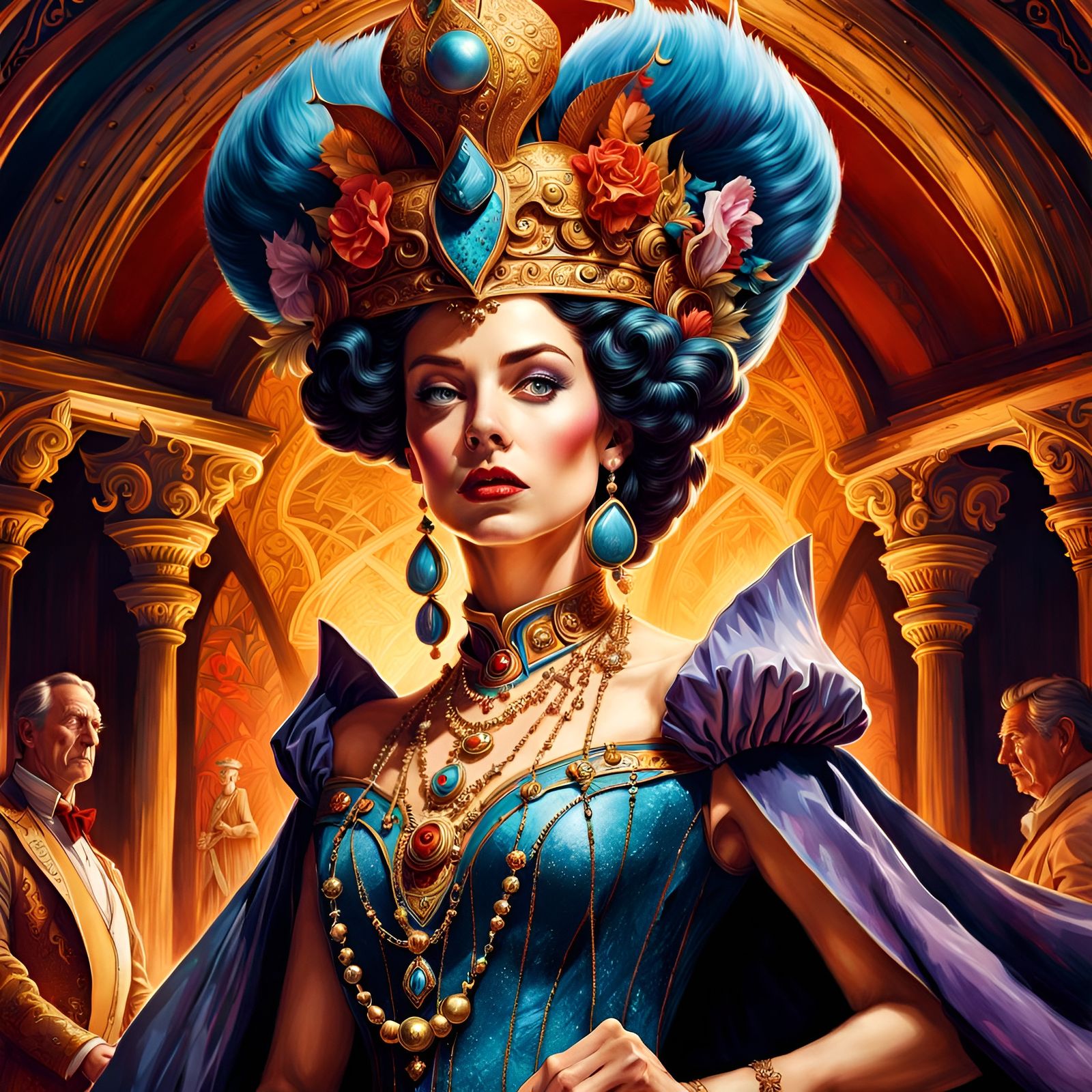 Fantasy Queen Digital Illustration in Detailed Matte Paintin...